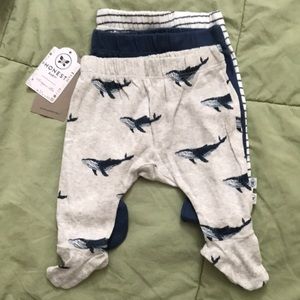 Honest Baby bundle pants blue, stripe, whale newborn